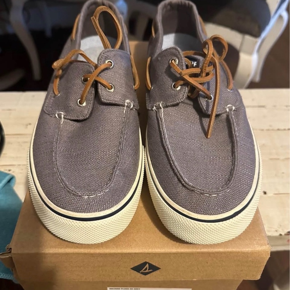 Sperry Top STS23051 Men's Gray Leather Lace Boat Shoes Size 12